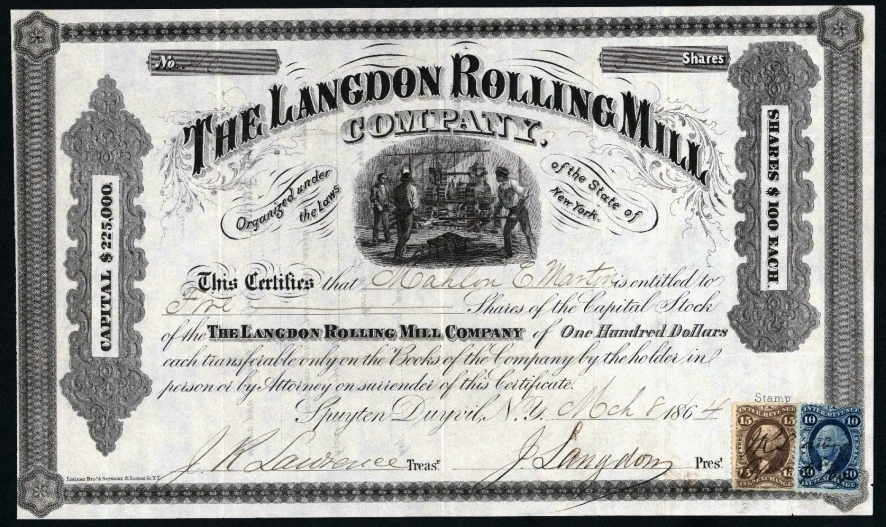 langdon-rolling-mill-co-stock-cert