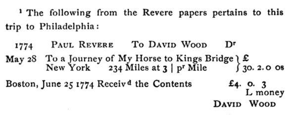 Paul Revere Invoice