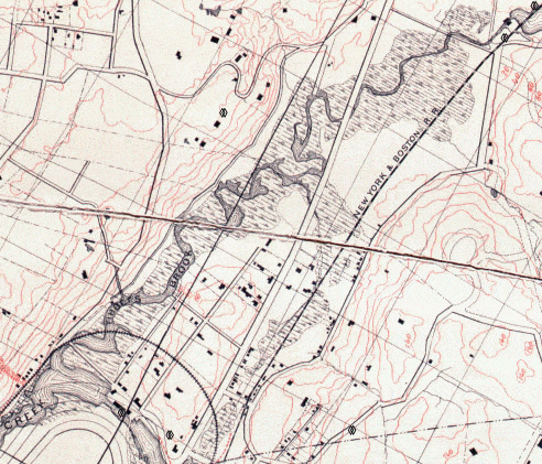 Course of Tibbetts Brook