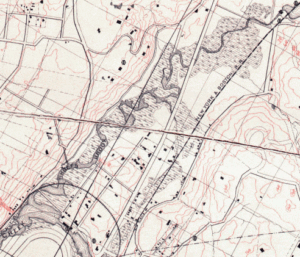 Animation showing original course of Tibbetts Brook