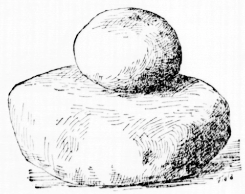 Drawing of an ancient mortar and pestle
