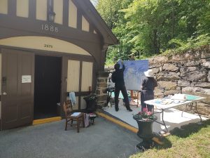 Artists at work painting "Edgehill"
