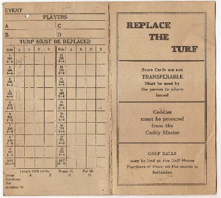 Mosholu Golf Course card 1931