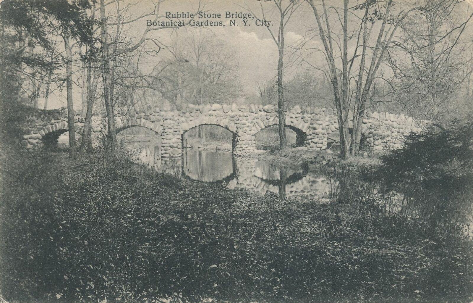 Botanical Gardens Rubble Stone Bridge Rotograph Postcard - 1909