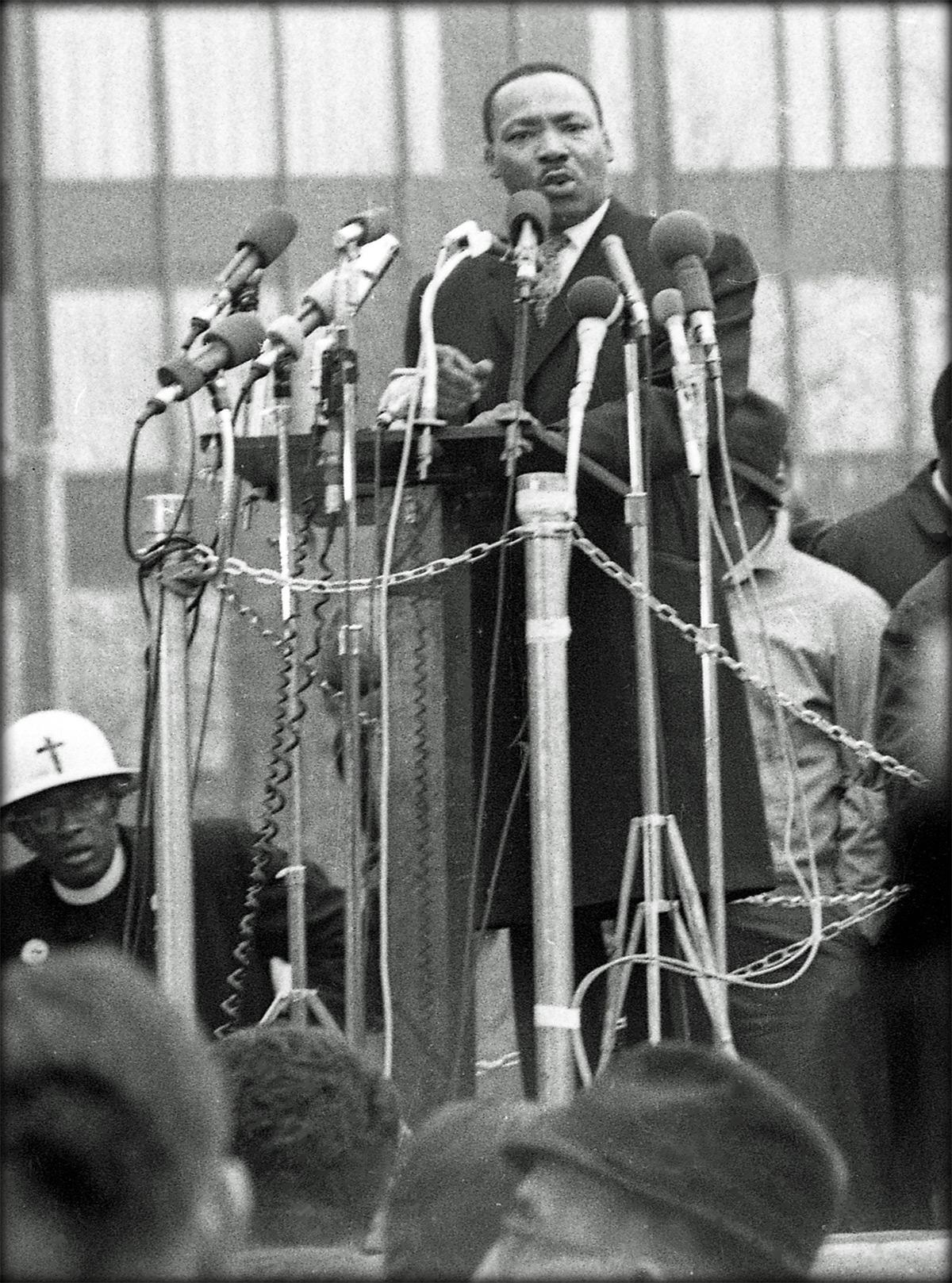 Riverdale, NY, 1964 Martin Luther King Jr. lectures at Riverdale School._Peter Simon