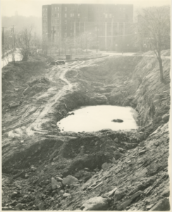 Excavation of Puddlers Row, 1964.